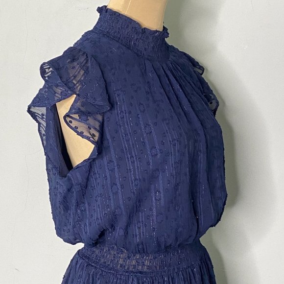 NWT BCX Juniors' Smocked Swiss-Dot Dress Cottage Chic Navy Blue Size XL - Picture 5 of 10